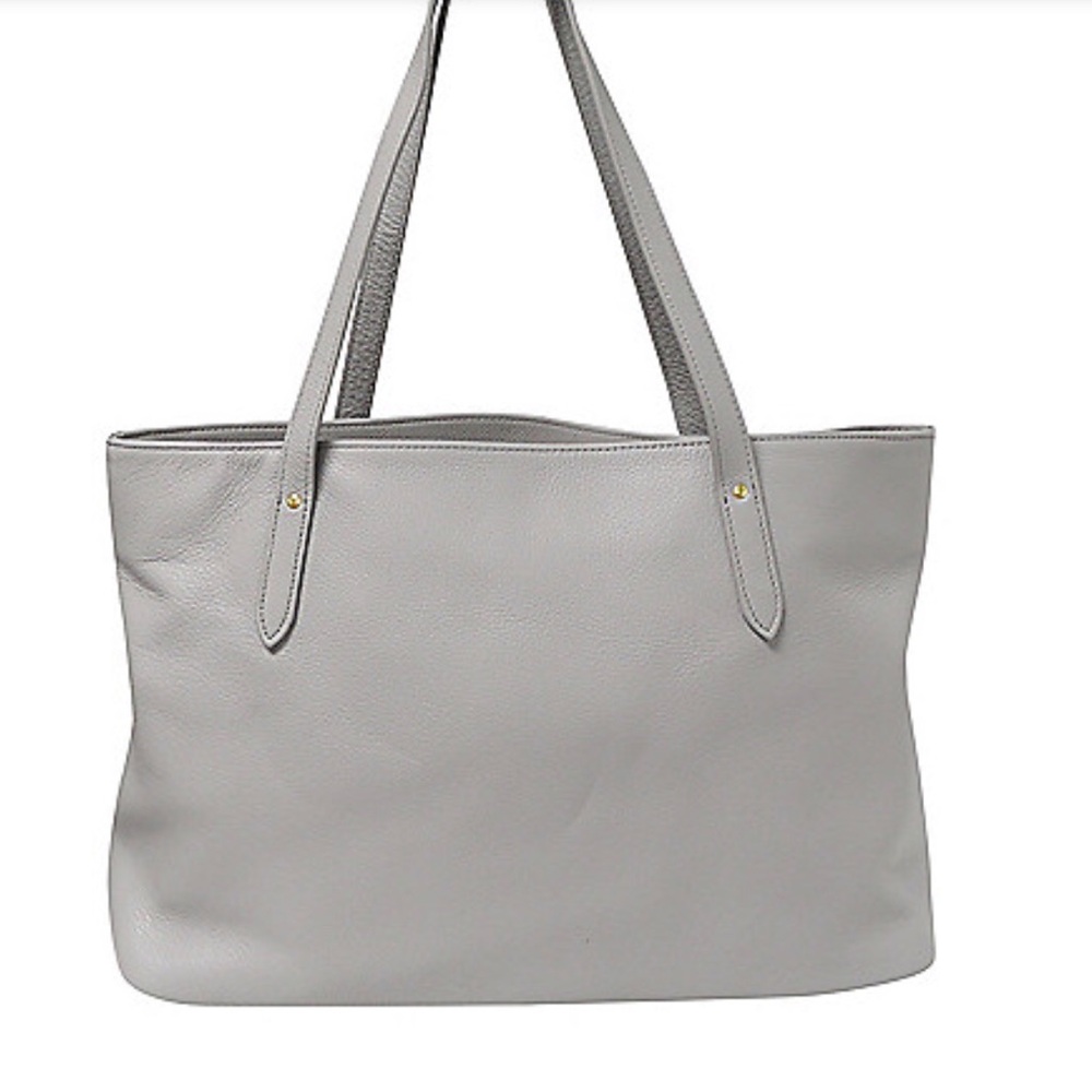 Buxton Gray Leather Tote Bag Minimalist Design